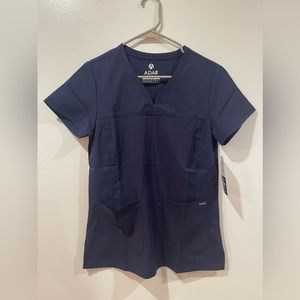 Adar Pro Womens Scrub Top Stretch Pockets V Neck Short Sleeve S New